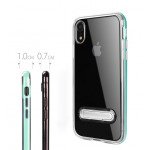 Wholesale iPhone Xr 6.1in Clear Armor Bumper Kickstand Case (Blue)